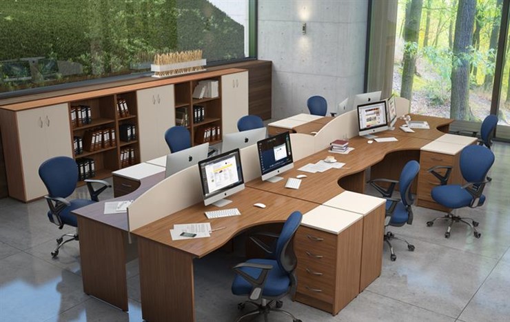 Офисный набор мебели IMAGO три стола, 2 шкафа, стеллаж, тумба в Твери - изображение 4